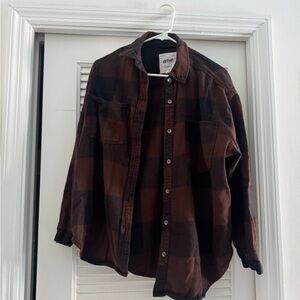 Aerie Brown and Black Plaid Shirt